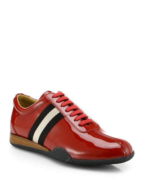 Bally Patent Leather Lace Up Sneakers In Red For Men Lyst