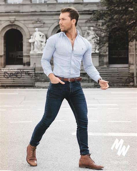 Casual Style For Men Denim Jeans And Blue Shirt Combo