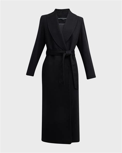 Sofia Cashmere Cashmere Belted Wrap Coat With Pick Stitched Detail