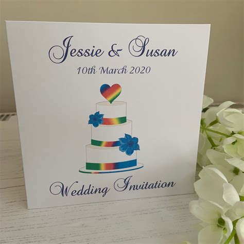 Lgbt Wedding Invitations Square Folded Card Rainbow Etsy Uk