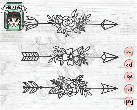 8 3 Peony Flower Svg Set Of Boho Arrows Svg Cricut Cut File Boho Style