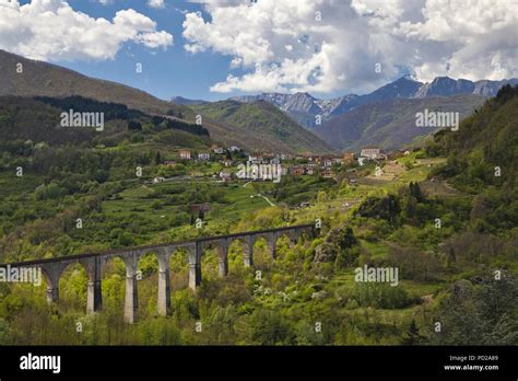 Railroad Viaduct Near The Village Of Poggio In The Upper Serchio Valley