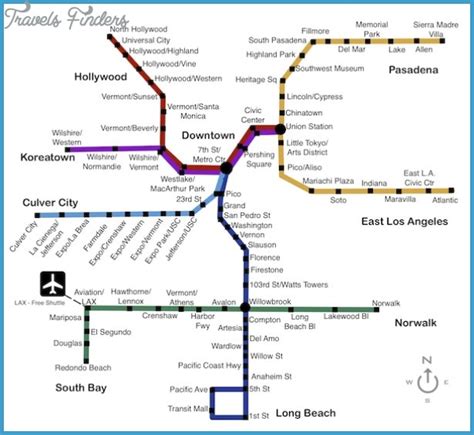 Los Angeles Metro Map Travelsfinderscom