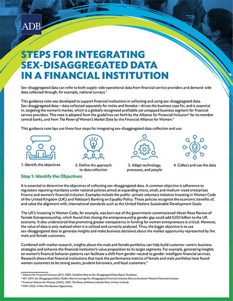 Steps For Integrating Sex Disaggregated Data In A Financial Institution Asian Development Bank