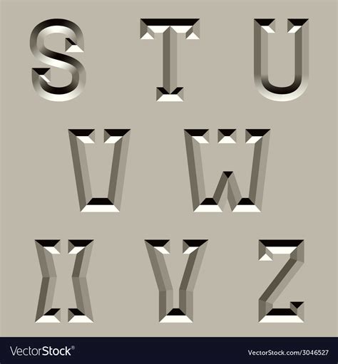Stone Carved Alphabet Font Part 3 Royalty Free Vector