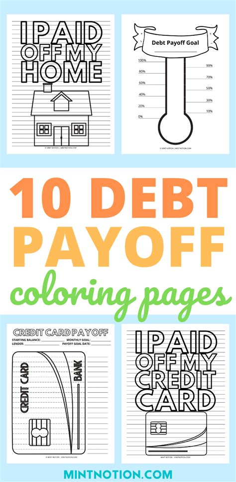 10 Savings And Debt Payoff Coloring Pages Credit Card Debt Payoff