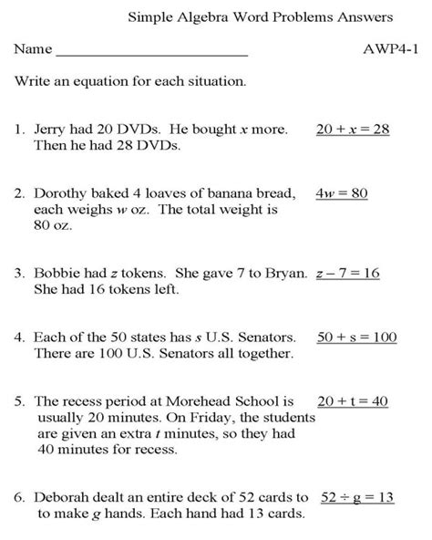 If the problem involves a single person, then it is similar to an integer problem. Math Skills Practice Worksheets - bluebonkers algebra word problems p3 solution free division ...