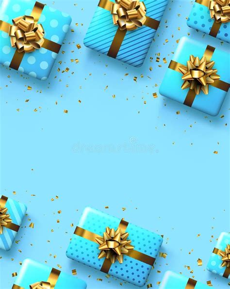 Blue T Boxes With Golden Bows Stock Vector Illustration Of Luxury