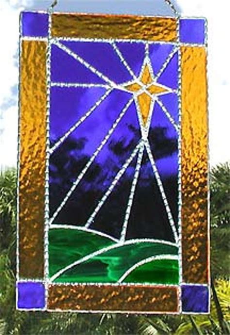 Stained Glass Sun Catcher Star Of Bethlehem Christmas Decor