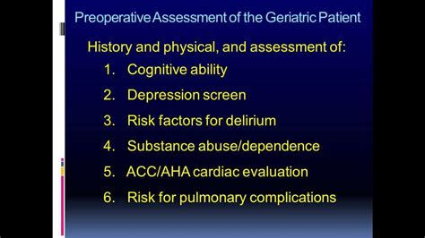 Preoperative Assessment Of The Geriatric Surgical Patient Youtube