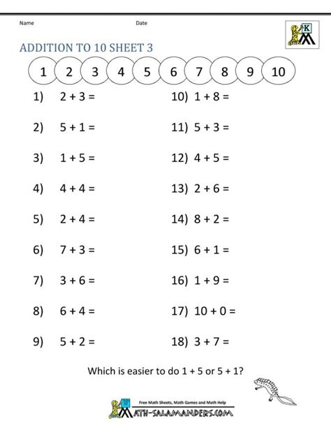 Basic Math Addition Worksheets Kindergarten - Practice Worksheets