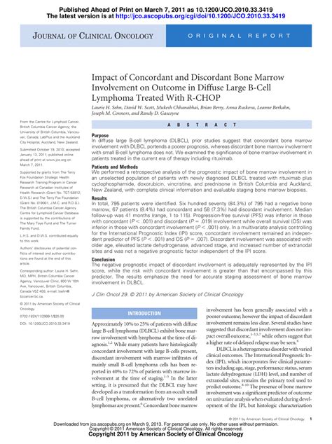 Pdf Impact Of Concordant And Discordant Bone Marrow Involvement On