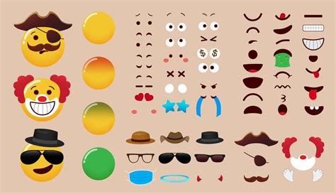 Emoji Creator Vector Set Design Emoticon Character Kit With Eyes