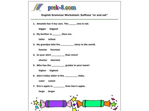 Suffixes Er And Est Worksheet For 2nd 4th Grade Lesson Planet