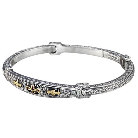 Bangle Bracelet With Crosses Gerochristo 6422n 18k Gold And Silver