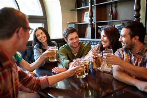 Happy Friends Drinking Beer At Bar Or Pub Stock Image Everypixel