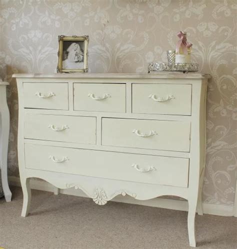 A stunning french rococo style bedroom chair with matching cushions wonderfully reupholstered in a cream lilly floral fabric. Chest of Drawers cream bedroom furniture shabby french ...