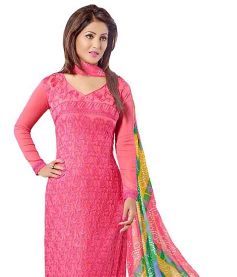 Alisha Sparkles Pink Chiffon Unstitched Dress Material Buy Alisha