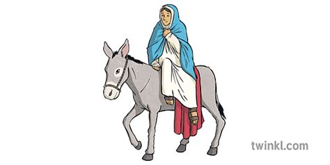 Mary On A Donkey 2 Illustration Twinkl