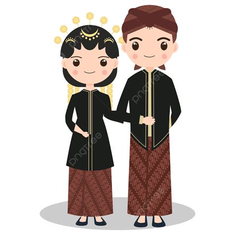 Couple Character Wearing Central Java Traditional Wedding Dress Free
