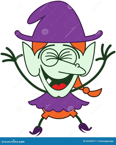 Cool Halloween Witch Laughing Enthusiastically Stock Vector