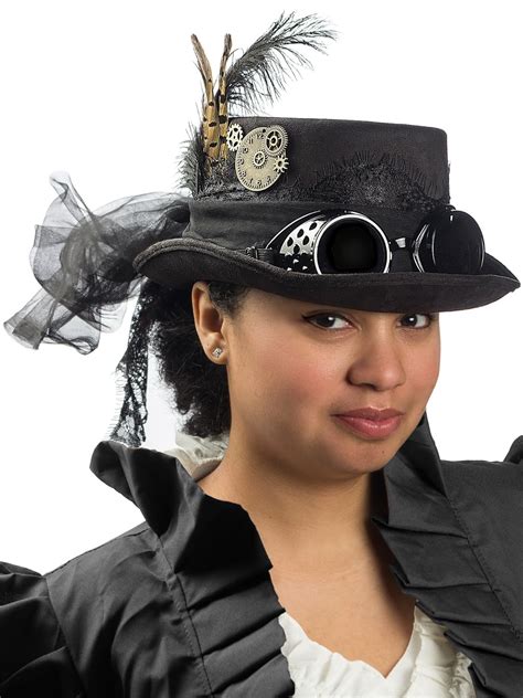 Deluxe Velvet 425 Inch Steampunk Top Hat With Removable Goggles