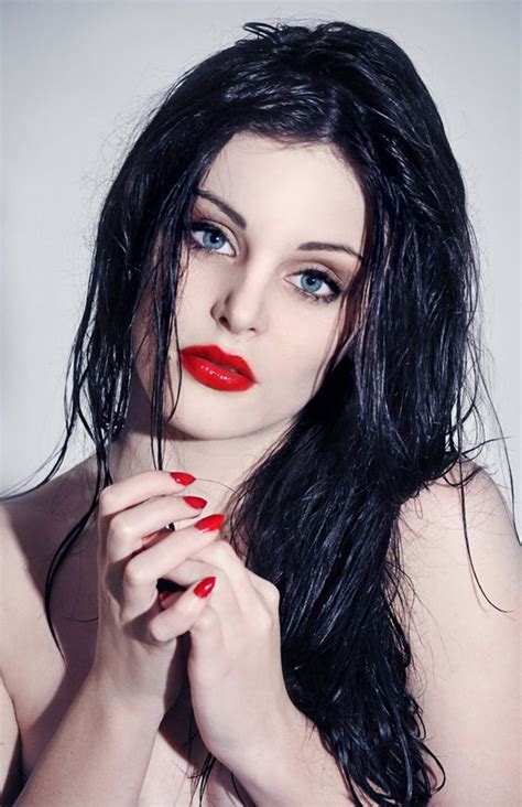 Pale Skin Dark Hair Blue Eyes And Stunning Red Lips Black Hair