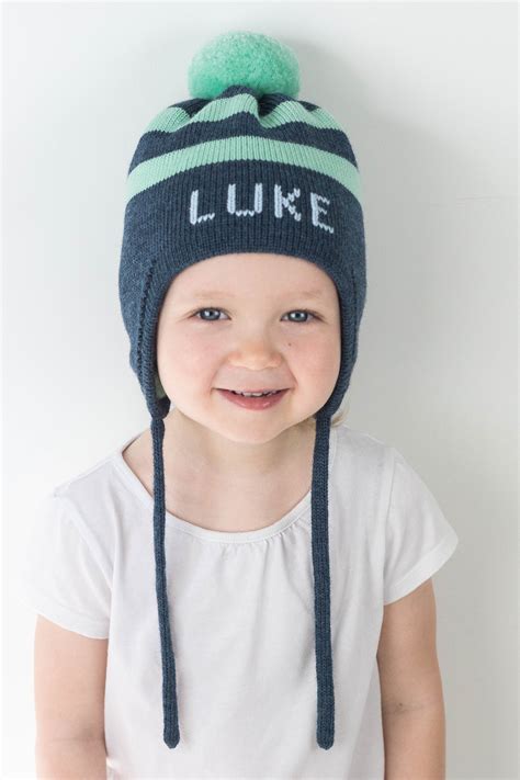 Personalized Winter Hats For Kids With Stripes Toddler Etsy