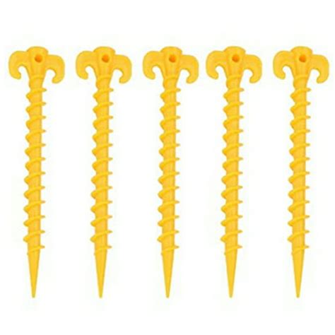 Sunisery 10pcs Outdoor Tent Stakes Spiral Plastic Screw Spikes Camping Ground Nails Tent Peg Set
