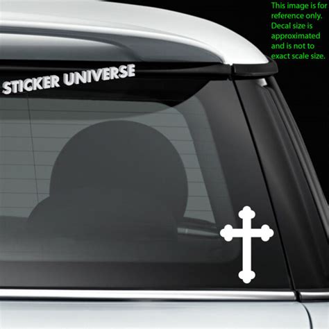 Christian Budded Cross Car Window Decal Bumper Sticker Cathedral Bible