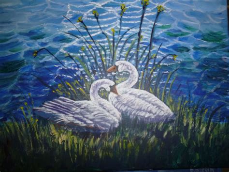 Evening Swans Painting Swan Pictures Swan Painting Swans Art