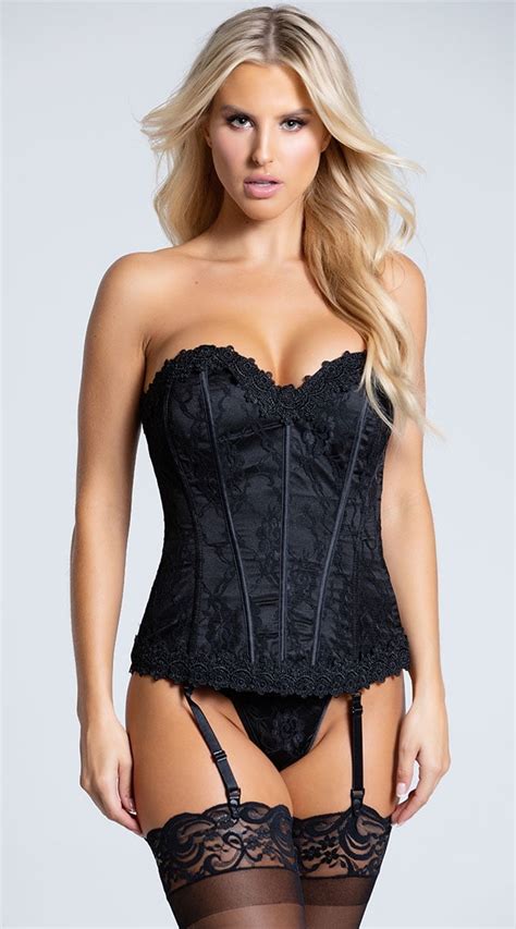 Shirley Of Hollywood Soh 26918 Lace And Satin Corset 32 Black