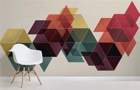 Colourful Geometric Pattern Wallpaper Mural In 2020 Wall Pattern