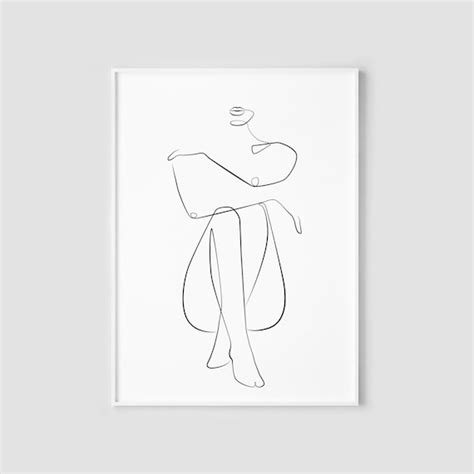 Nude Abstract Art Body Outline Print Face Minimalist Line Art Printable Female Figure Sketch