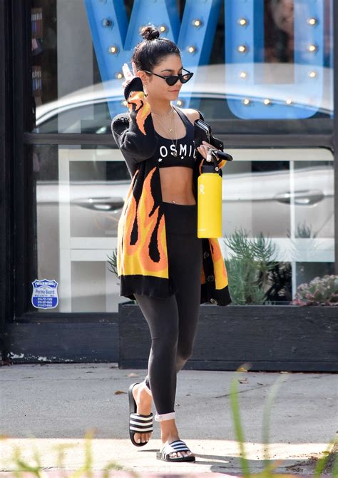Vanessa Hudgens In A Striped Flip Flops Leaves A Pilates Class In Los