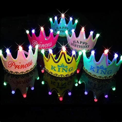 Kids Birthday Party Led Crown Hat Toys King Princess Party Cake Photo