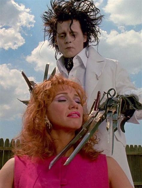 Johnny Depp And Kathy Baker In Edward Scissorhands 1990 Edward