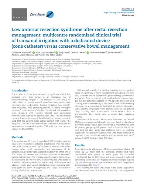 Pdf Low Anterior Resection Syndrome After Rectal Resection Management