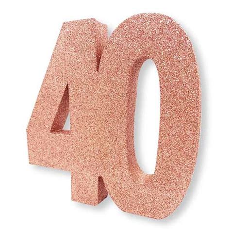 Número 40 Decoración De Mesa Con Brillo De Oro Rosa 20cm Misfiestases