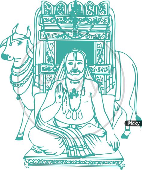 Image Of Sketch Of Lord Sri Raghavendra Swamy Or Guru Rayaru Outline