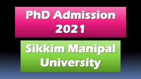 Phd Admission 2021 Sikkim Manipal University Youtube