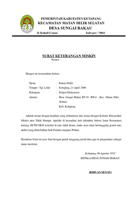 Contoh Surat Miskin Daily Blog Networks