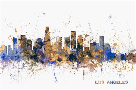 Los Angeles California Skyline Digital Art By Michael Tompsett
