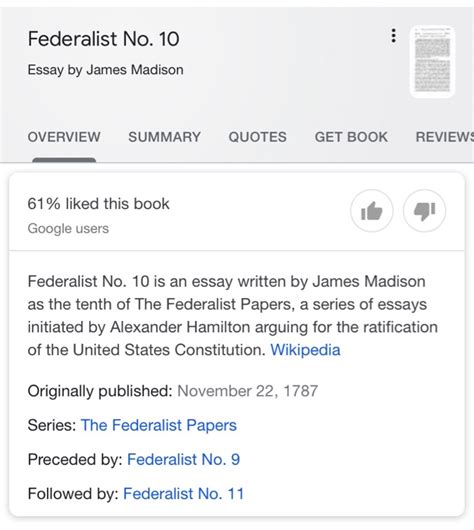 In Federalist No 10 James Madison Expressed