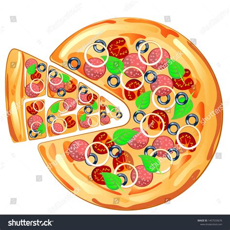 Fresh Pizza Tomato Cheese Olive Sausage Stock Vector Royalty Free
