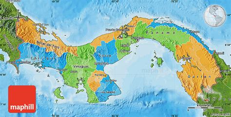 Political Map Of Panama Satellite Outside Bathymetry Sea