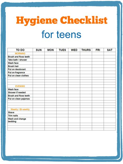 Printable Teenage Hygiene Worksheets And Self Care Tips Outnumbered 3 To 1