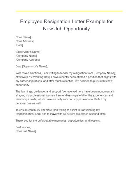 21 Resignation Letter For New Job Opportunity How To Write Tips