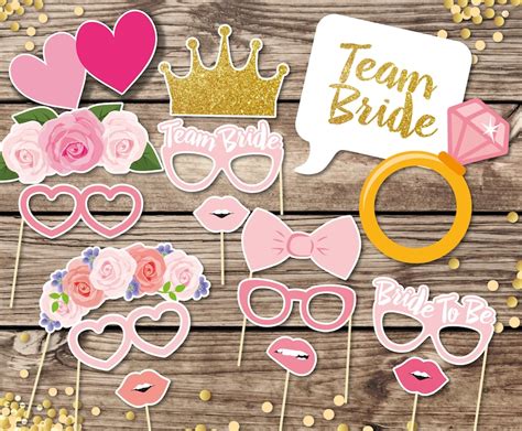 Printable Bridal Shower Photo Booth Props Bride Photobooth Etsy