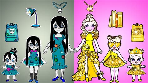 Paper Dolls Dress Up Costumes Rich Raquelle Vs Poor Sadako Back To